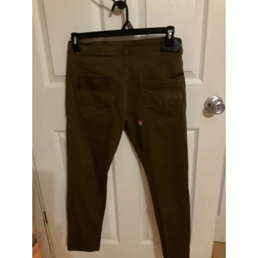 Stone Falcon Mens Slim Fit Olive Green Pants 34x30 Casual Five Pocket Trousers
